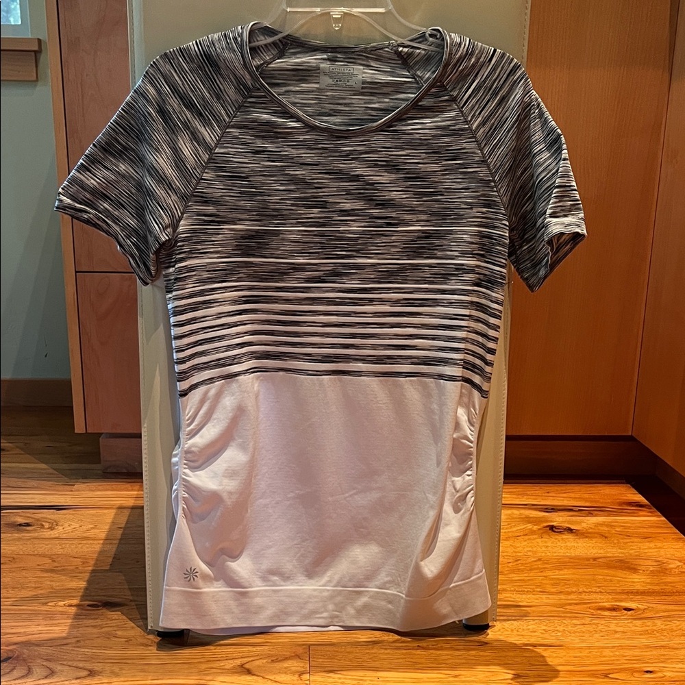 Athleta Monochrome Striped Short Sleeve Tee